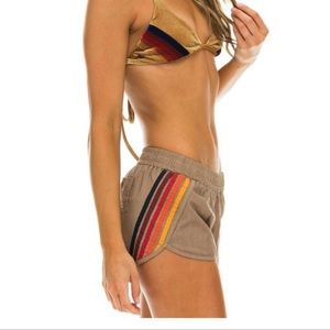 NWT AVIATOR NATION VINTAGE GOLD 5-STRIPE WOMENS BOARD SHORT.